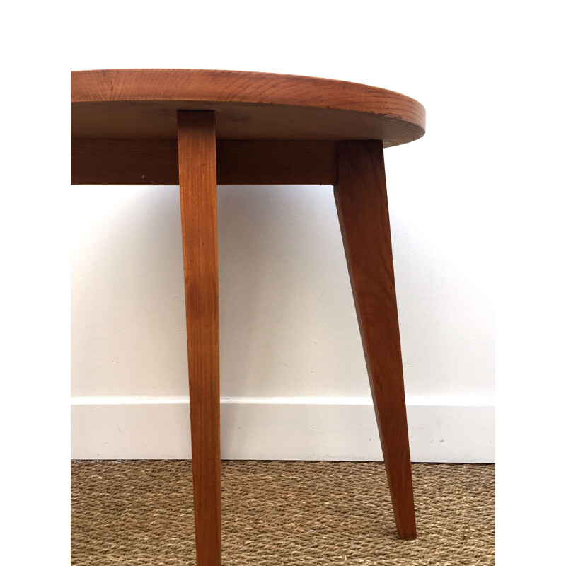 Vintage round coffee table in solid oak