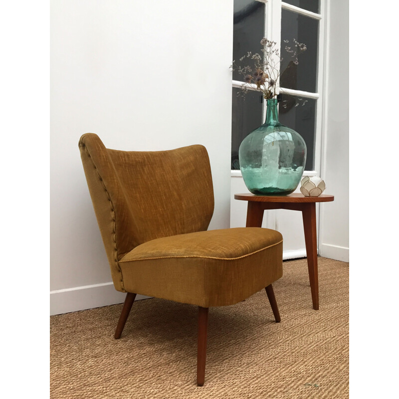 Vintage velvet cocktail armchair