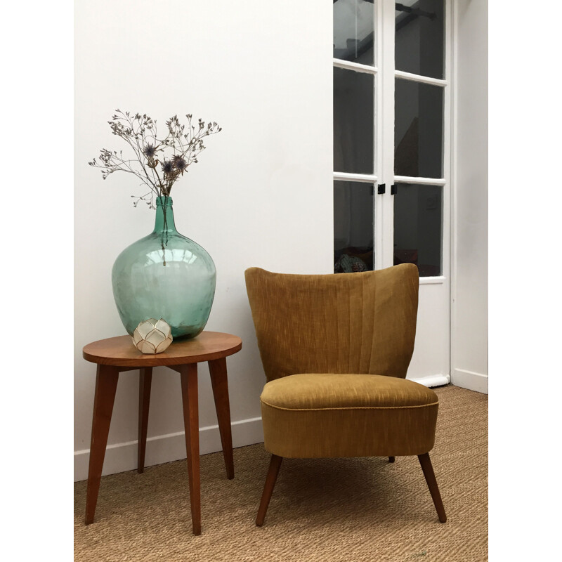 Fauteuil cocktail vintage en velours