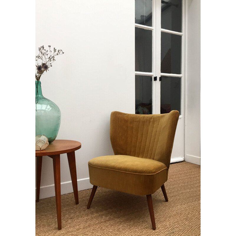 Vintage velvet cocktail armchair