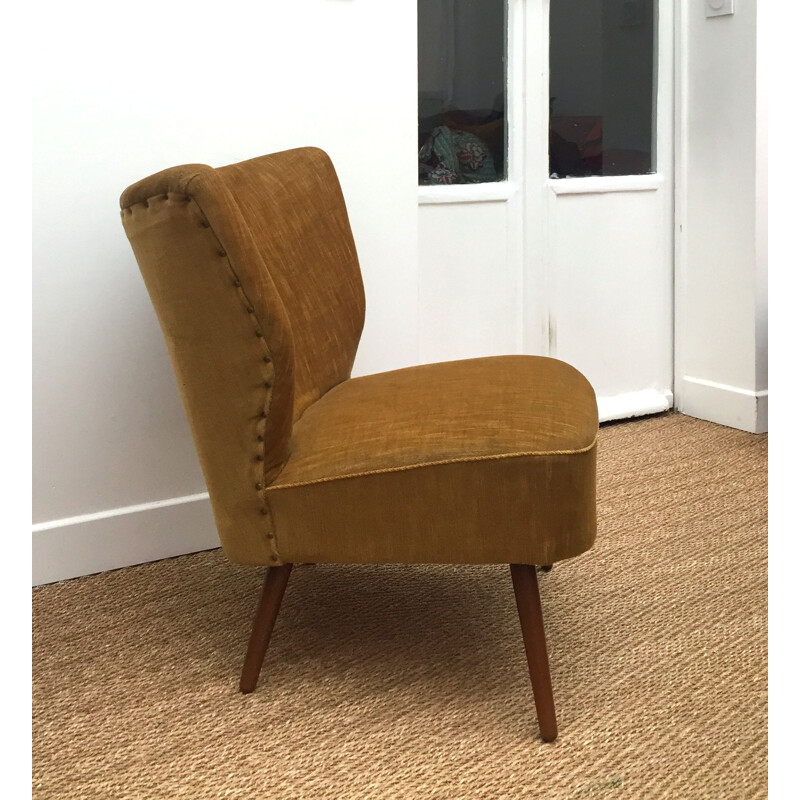 Vintage velvet cocktail armchair