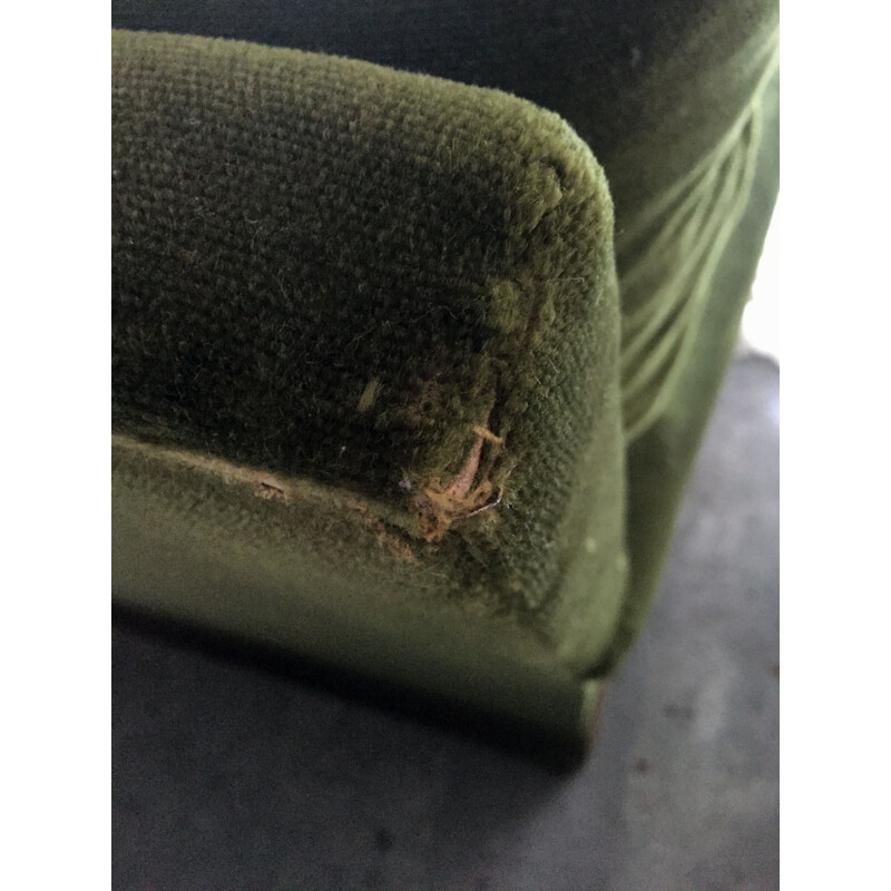 Vintage green velvet sofa