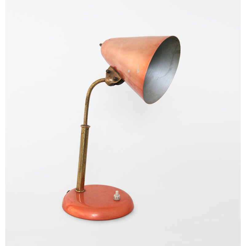 Lampe de table vintage coulleur corail, 1960