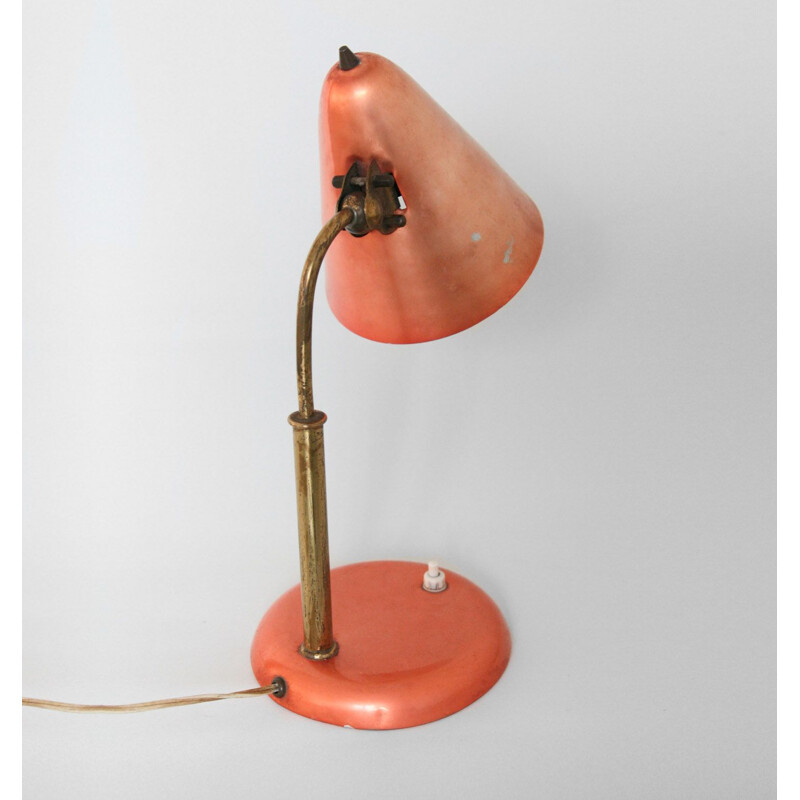 Lampe de table vintage coulleur corail, 1960