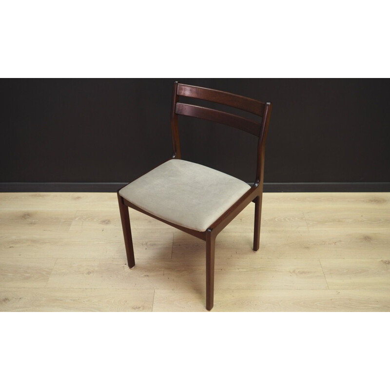 Set of 5 vintage chairs in grey velvet, Denmark 1970