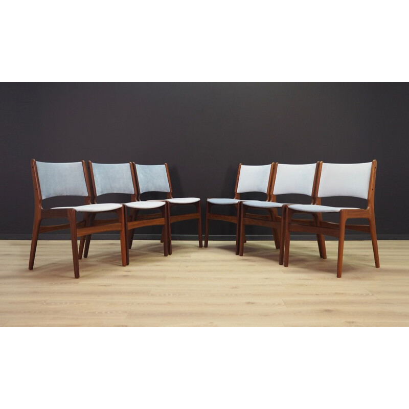 Set of 6 vintage teak chairs by Henning Kjaernulf, 1960