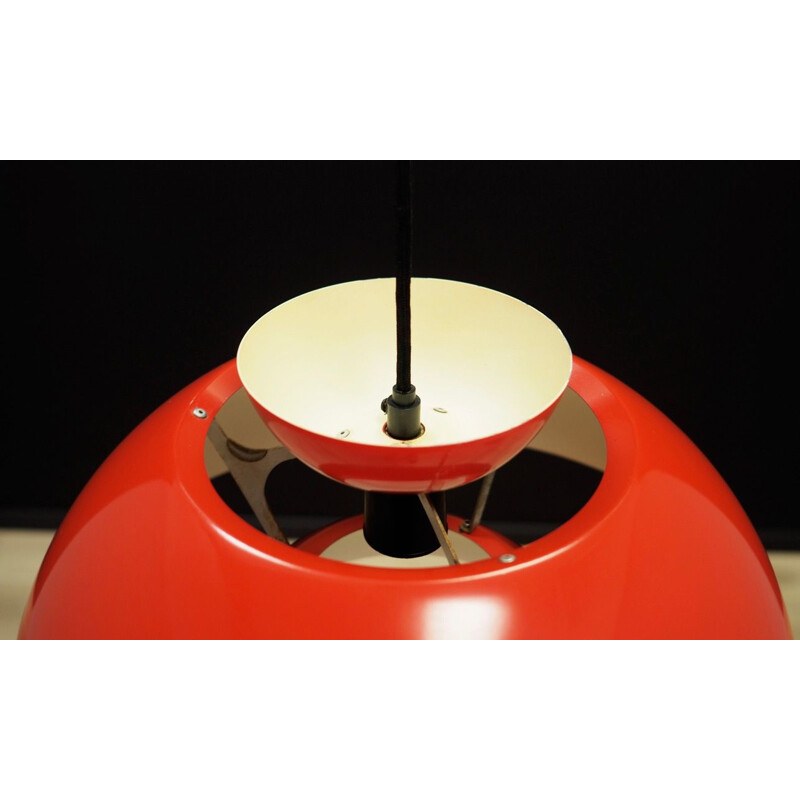 Vintage red steel pendant light, 1960