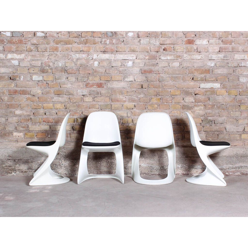 Set of 6 Vintage White Casalino Chairs by Alexander Begge for Casala