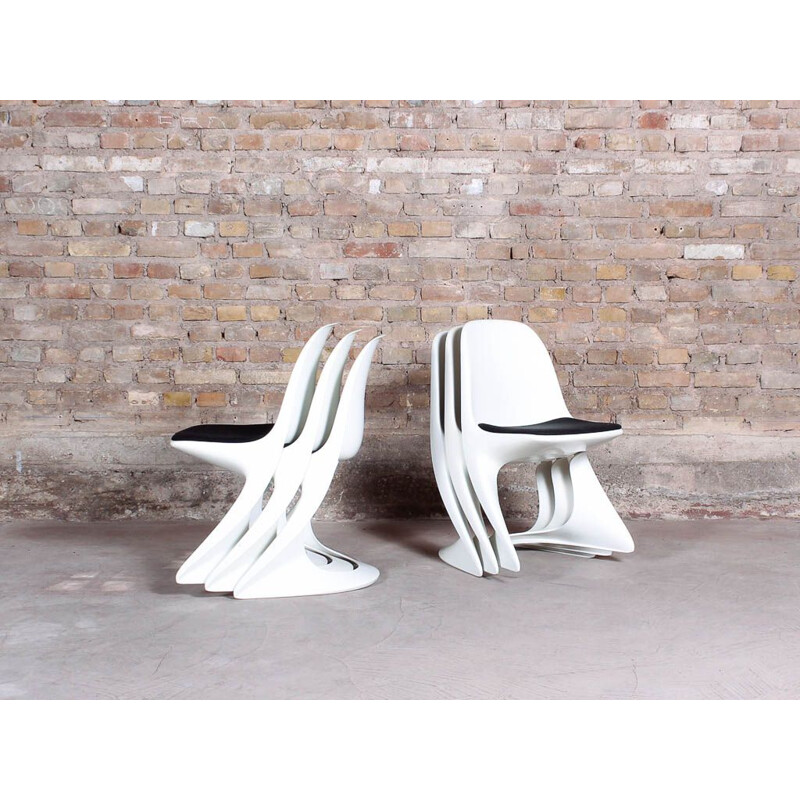 Set of 6 Vintage White Casalino Chairs by Alexander Begge for Casala