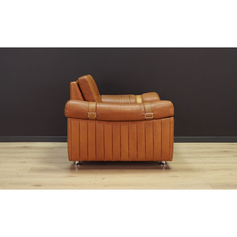 Vintage brown leather armchair by Svend Skipper, 1970s