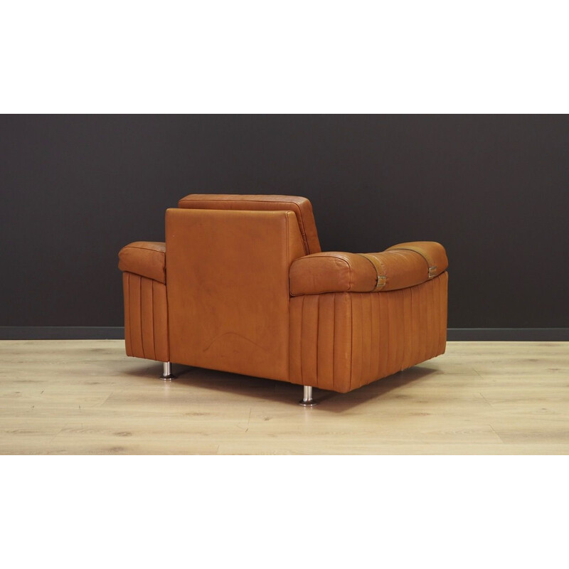 Vintage brown leather armchair by Svend Skipper, 1970s