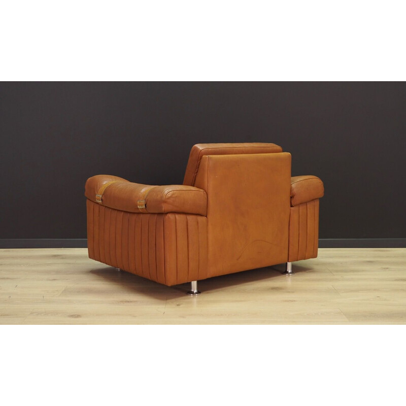 Fauteuil vintage en cuir brun de Svend Skipper, 1970