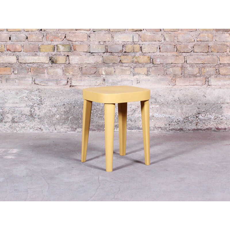 Vintage low stool in solid beech wood by Fischel 