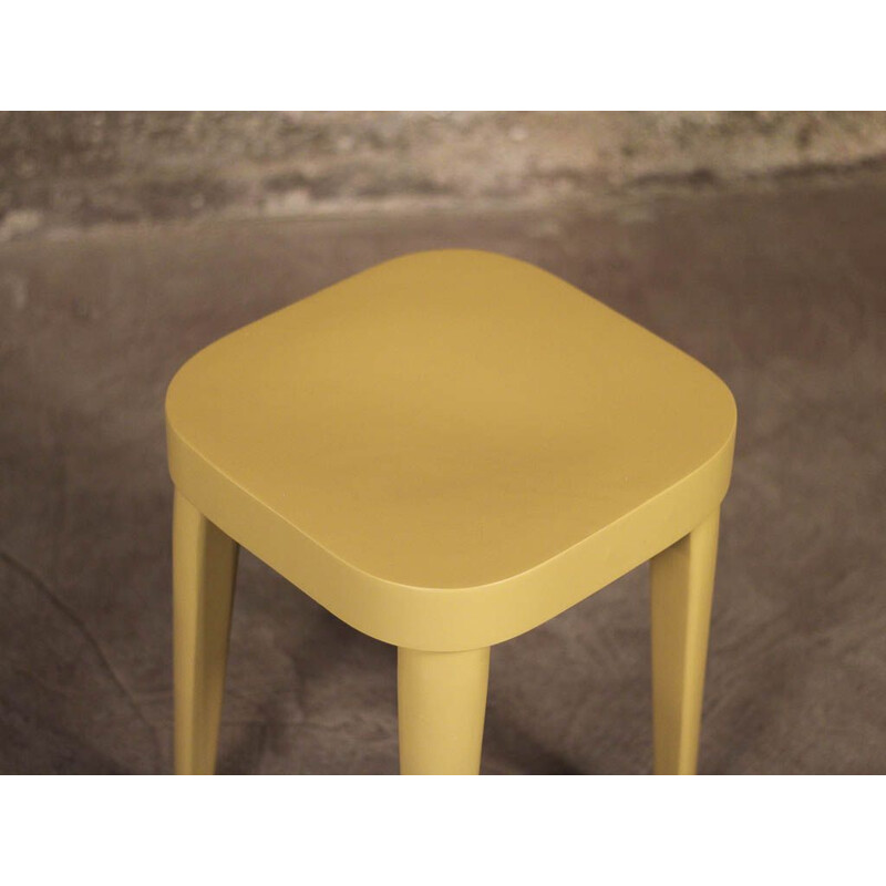 Tabouret bas vintage en hêtre massif par Fischel 