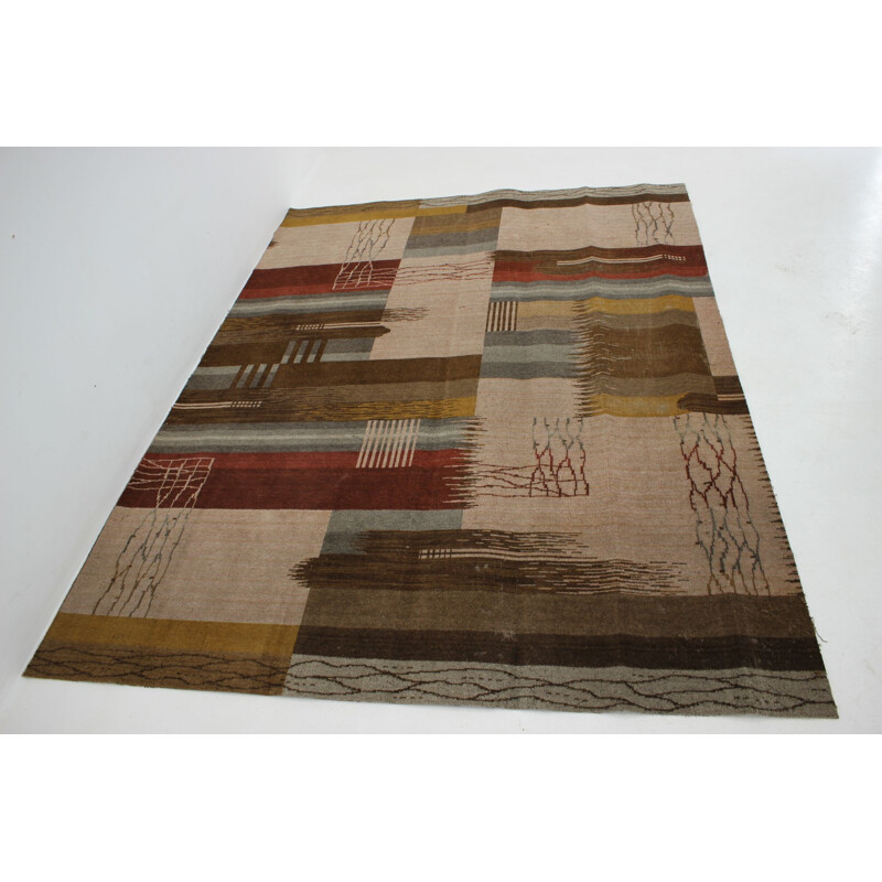 Vintage geometric rug, Czechoslovakia 1930