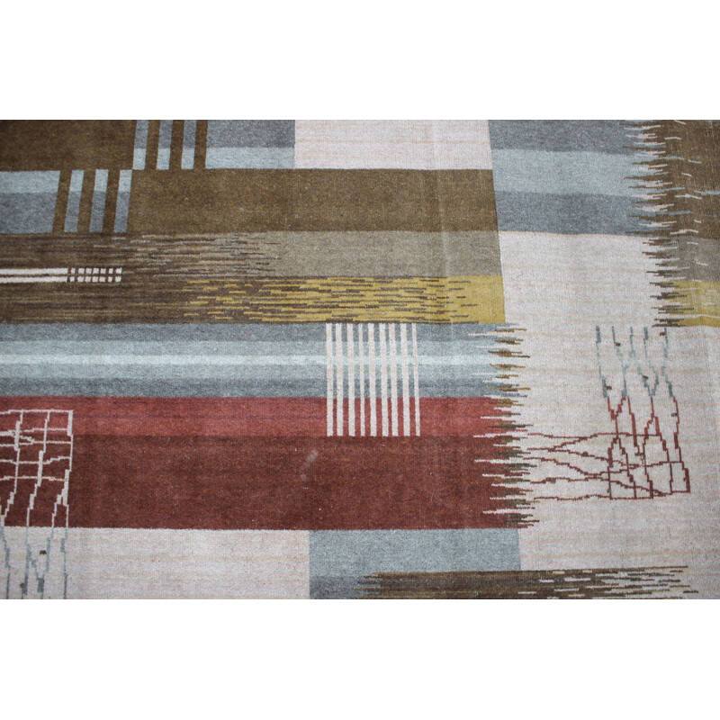 Vintage geometric rug, Czechoslovakia 1930