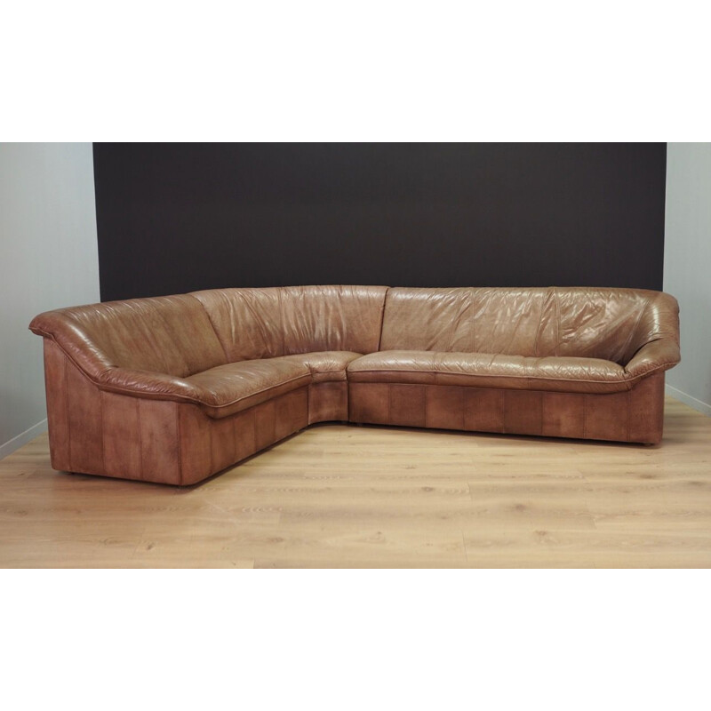 Leather vintage scandinavian corner sofa, 1960s