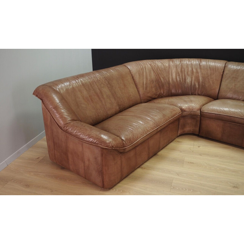 Leather vintage scandinavian corner sofa, 1960s