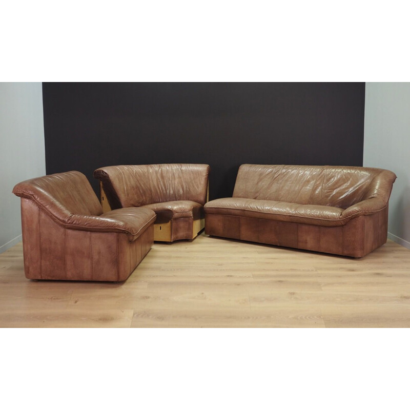 Leather vintage scandinavian corner sofa, 1960s