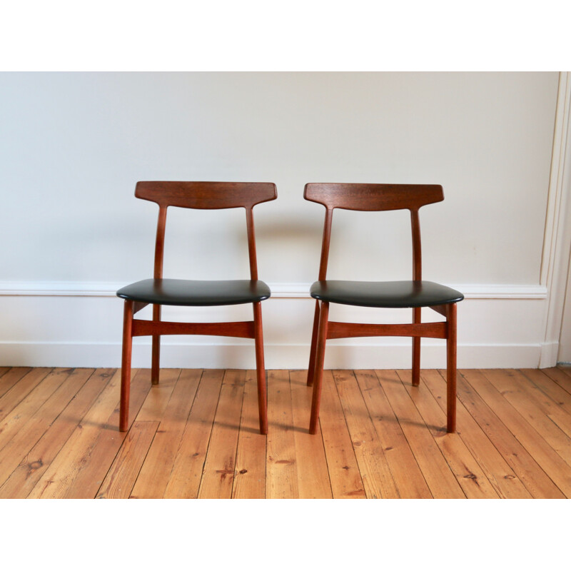 Pair of Scandinavian teak chairs by Henning Kjaernulf, 1960