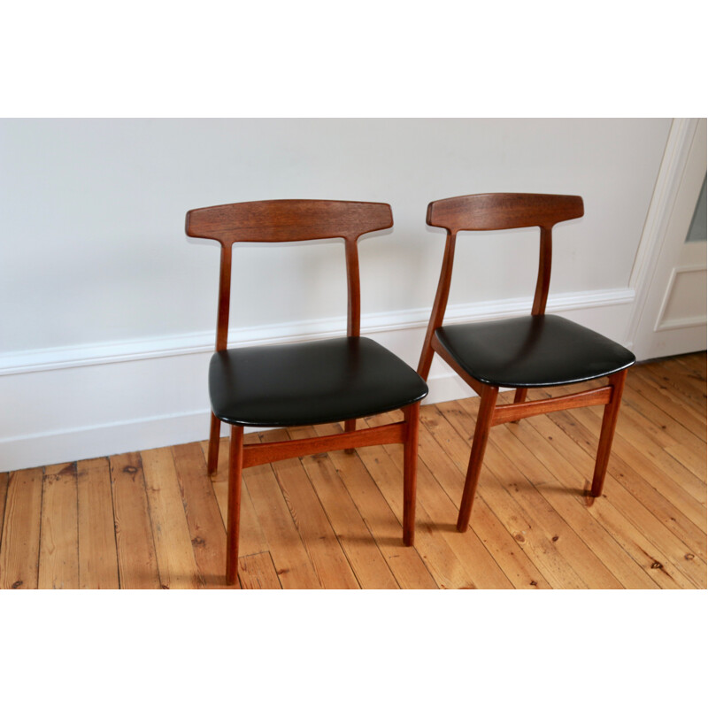 Pair of Scandinavian teak chairs by Henning Kjaernulf, 1960