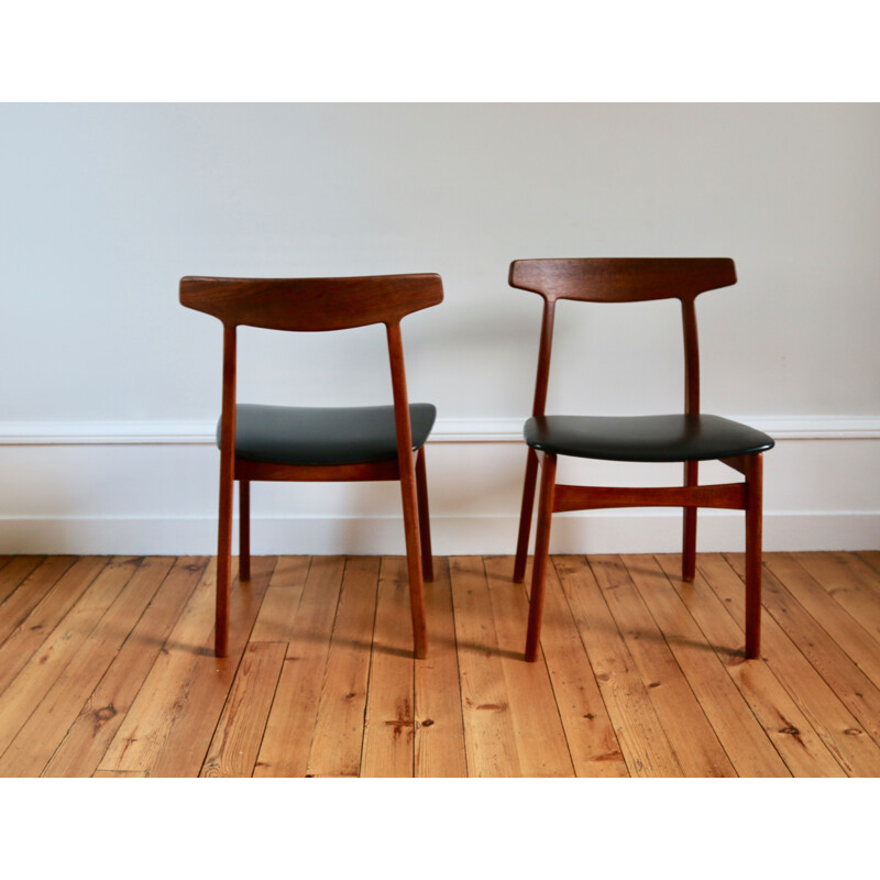 Pair of Scandinavian teak chairs by Henning Kjaernulf, 1960