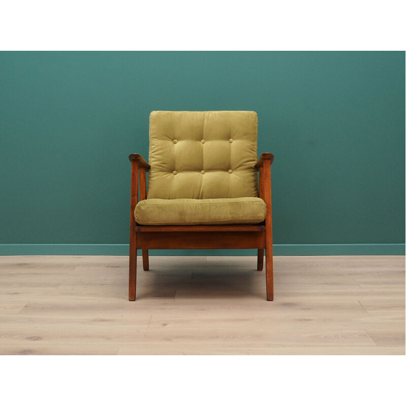 Vintage scandinavian armchair in green velvet 1960