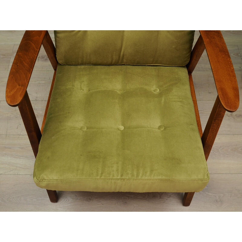 Fauteuil scandinave vintage en velours vert 1960