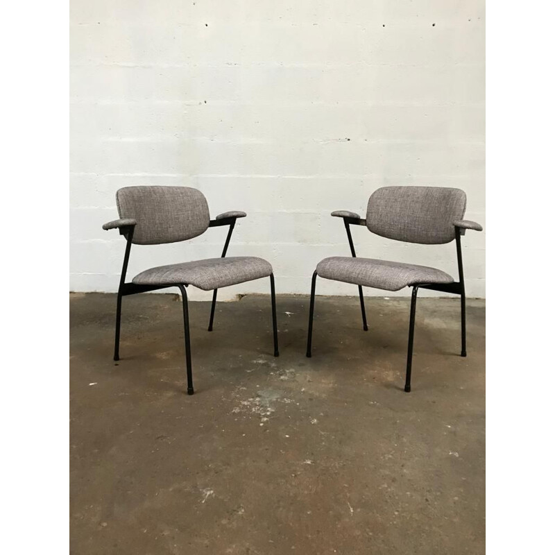 Pair of Grey Armchairs by Willy van der Meeren for Tubax, 1950s