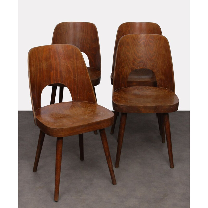 Ensemble de 4 chaises vintage en bois par Oswald Haerdtl, 1960