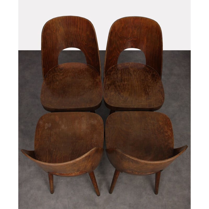 Ensemble de 4 chaises vintage en bois par Oswald Haerdtl, 1960