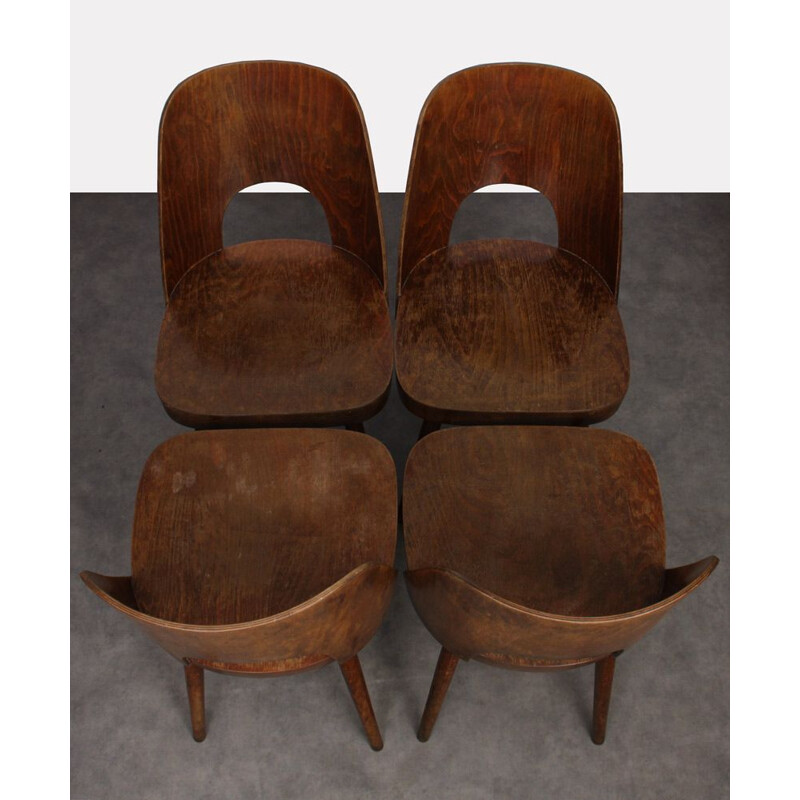 Set of 4 wooden vintage chairs by Oswald Haerdtl, 1960