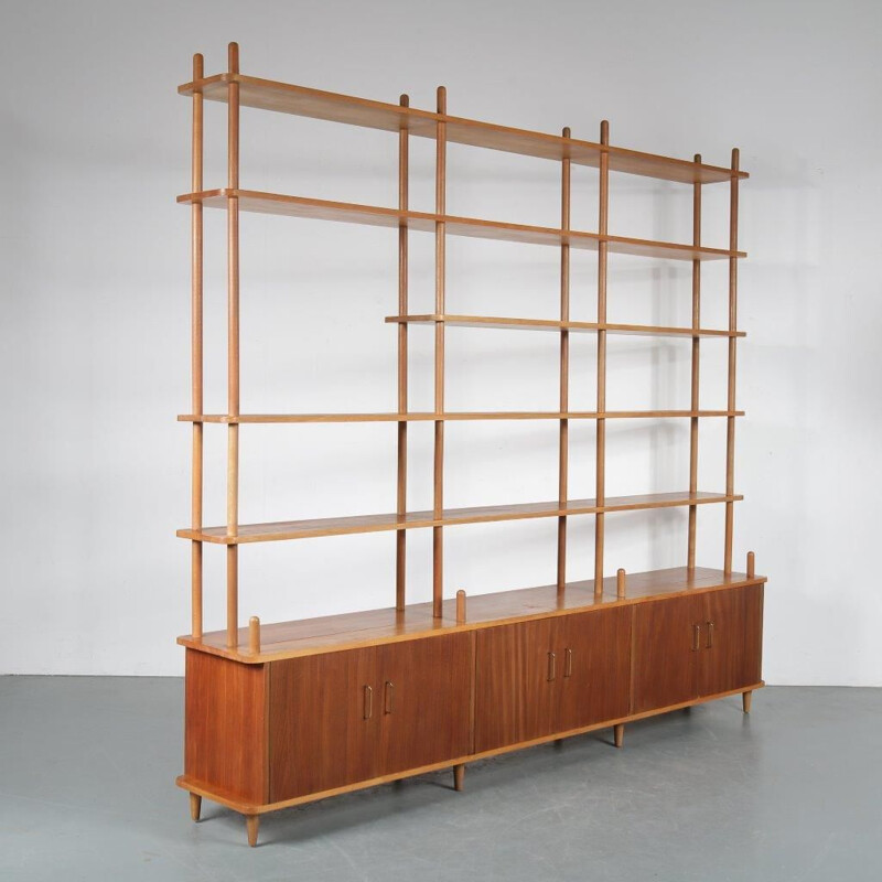 Vintage Large Dutch teak bookcase, 1950s