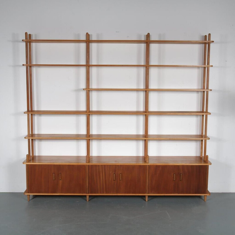 Vintage Large Dutch teak bookcase, 1950s