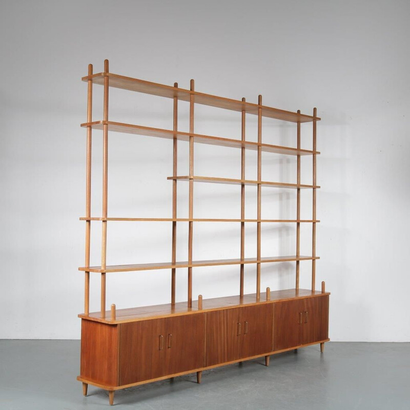 Vintage Large Dutch teak bookcase, 1950s