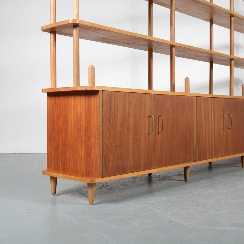 Vintage Large Dutch teak bookcase, 1950s