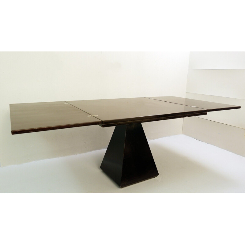 Vintage "Chelsie" Extendable Italian Brown Lacquered Table By Vittorio Introini