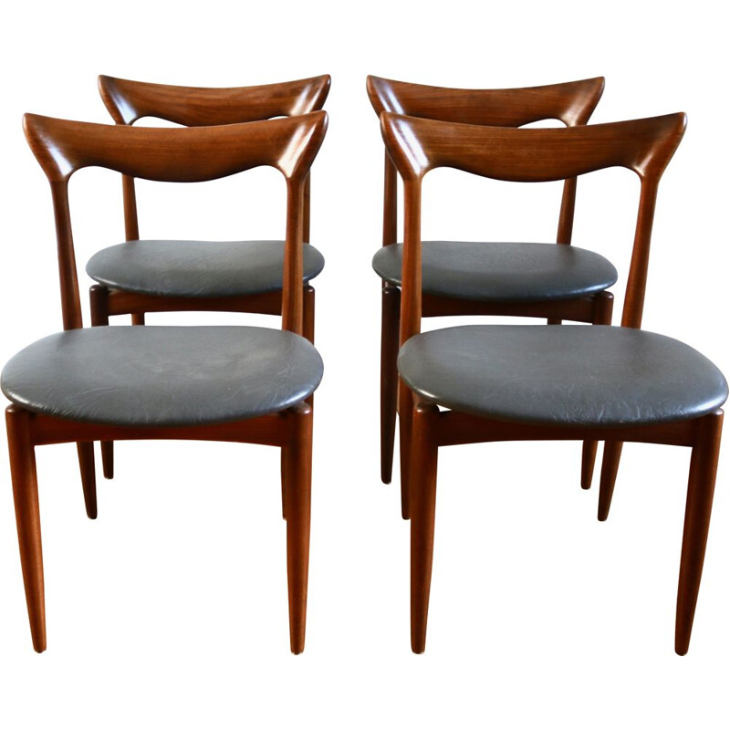 Suite de 4 chaises vintage scandinaves en teck par Henri Walter Klein