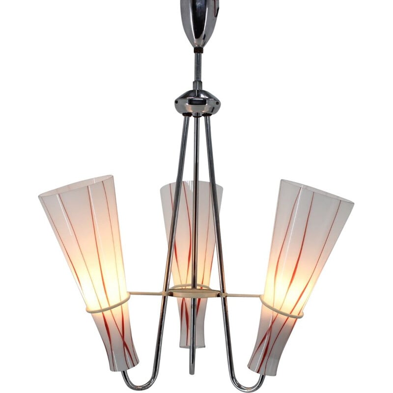 Vintage chrome-plated pendant lamp, Czechoslovakia 1960