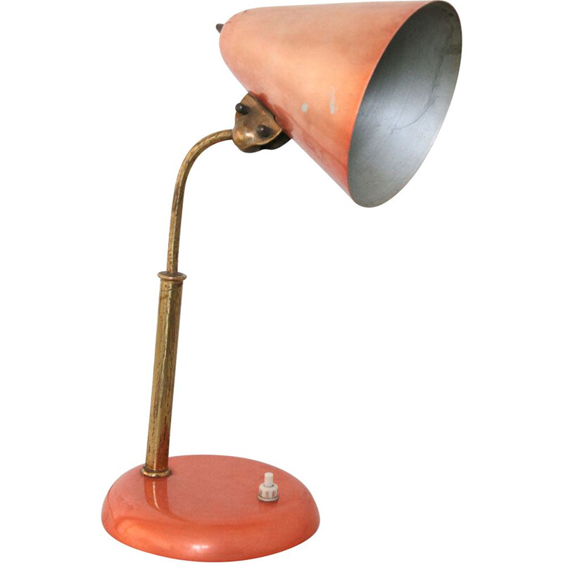 Lampe de table vintage coulleur corail, 1960