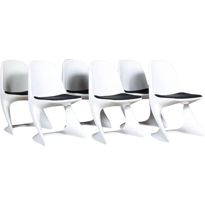 Set of 6 Vintage White Casalino Chairs by Alexander Begge for Casala