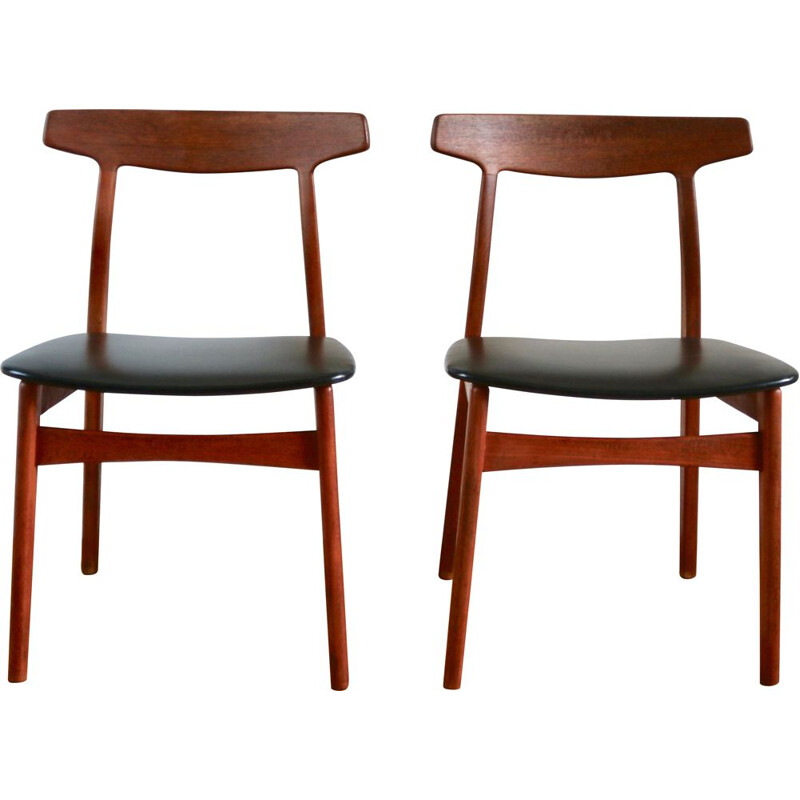 Pair of Scandinavian teak chairs by Henning Kjaernulf, 1960