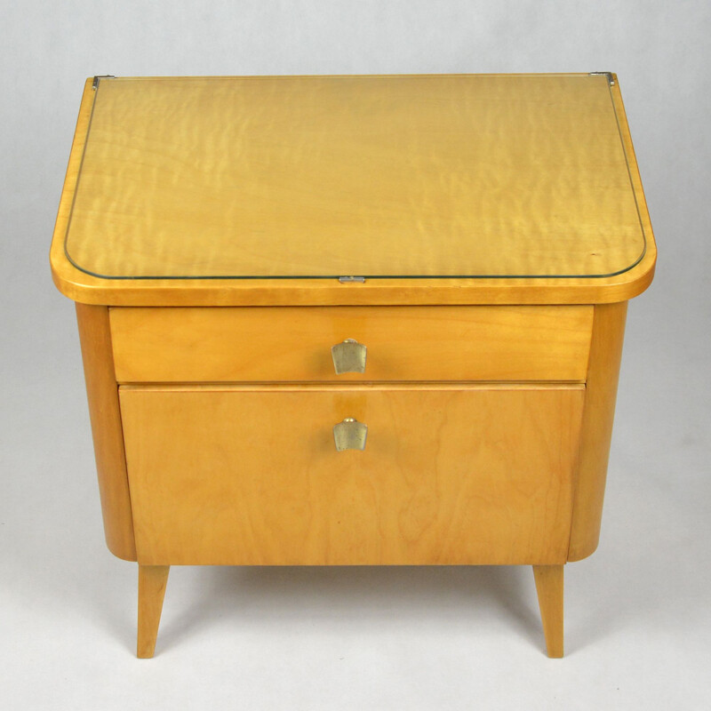 Vintage birch and beech bedside table, Germany, 1960s