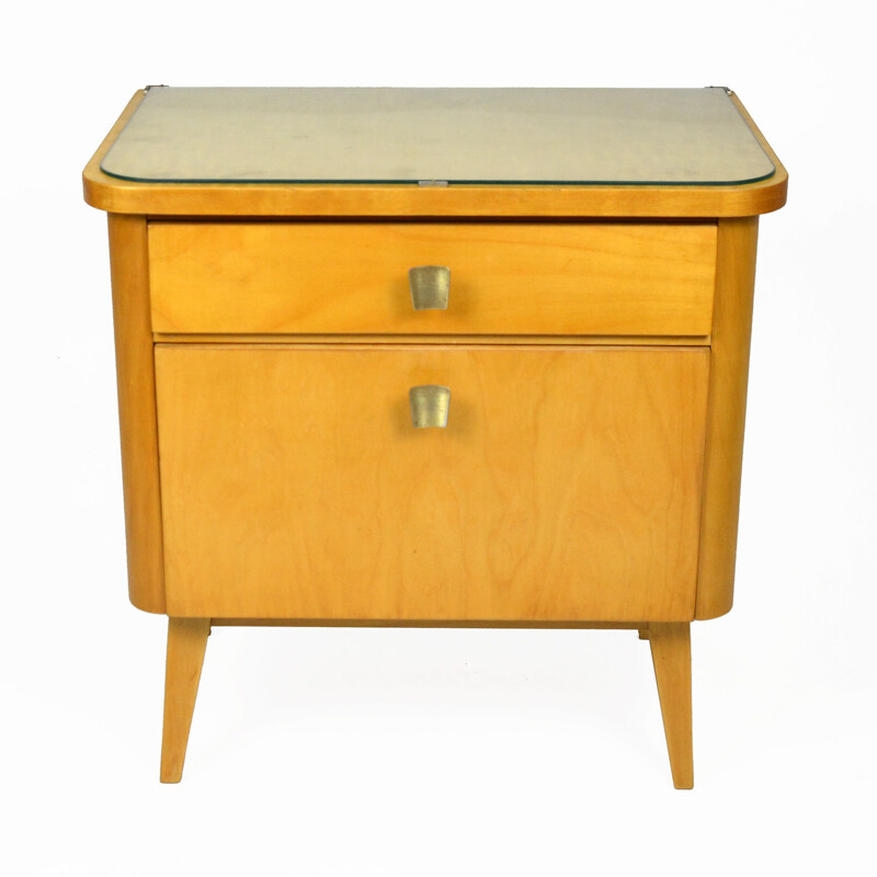 Vintage birch and beech bedside table, Germany, 1960s