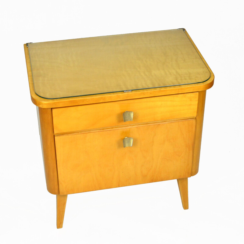 Vintage birch and beech bedside table, Germany, 1960s