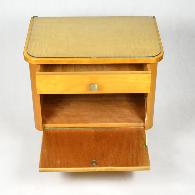 Vintage birch and beech bedside table, Germany, 1960s