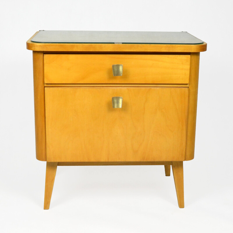 Vintage birch and beech bedside table, Germany, 1960s