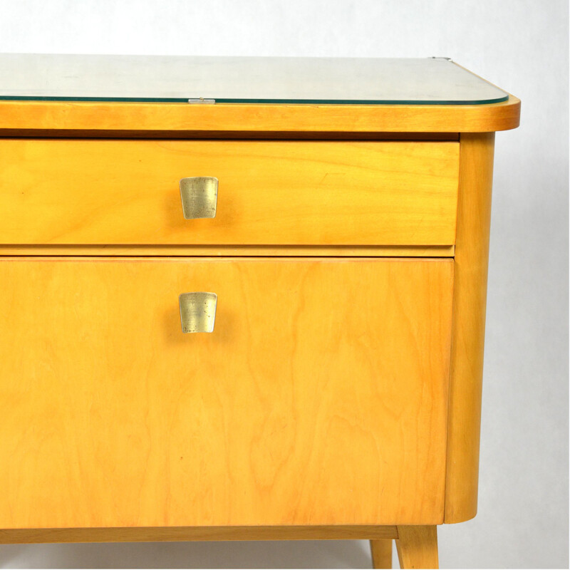 Vintage birch and beech bedside table, Germany, 1960s