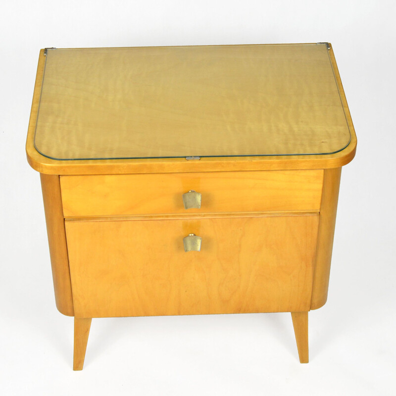 Vintage birch and beech bedside table, Germany, 1960s