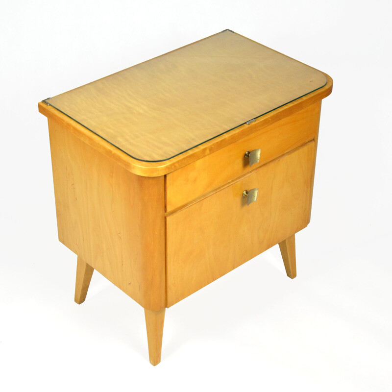 Vintage birch and beech bedside table, Germany, 1960s